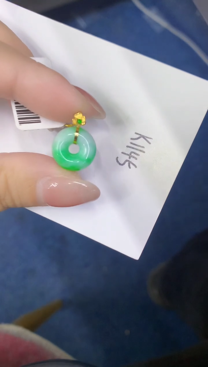 颈饰18K金镶嵌翡翠缅甸天然翡翠A货