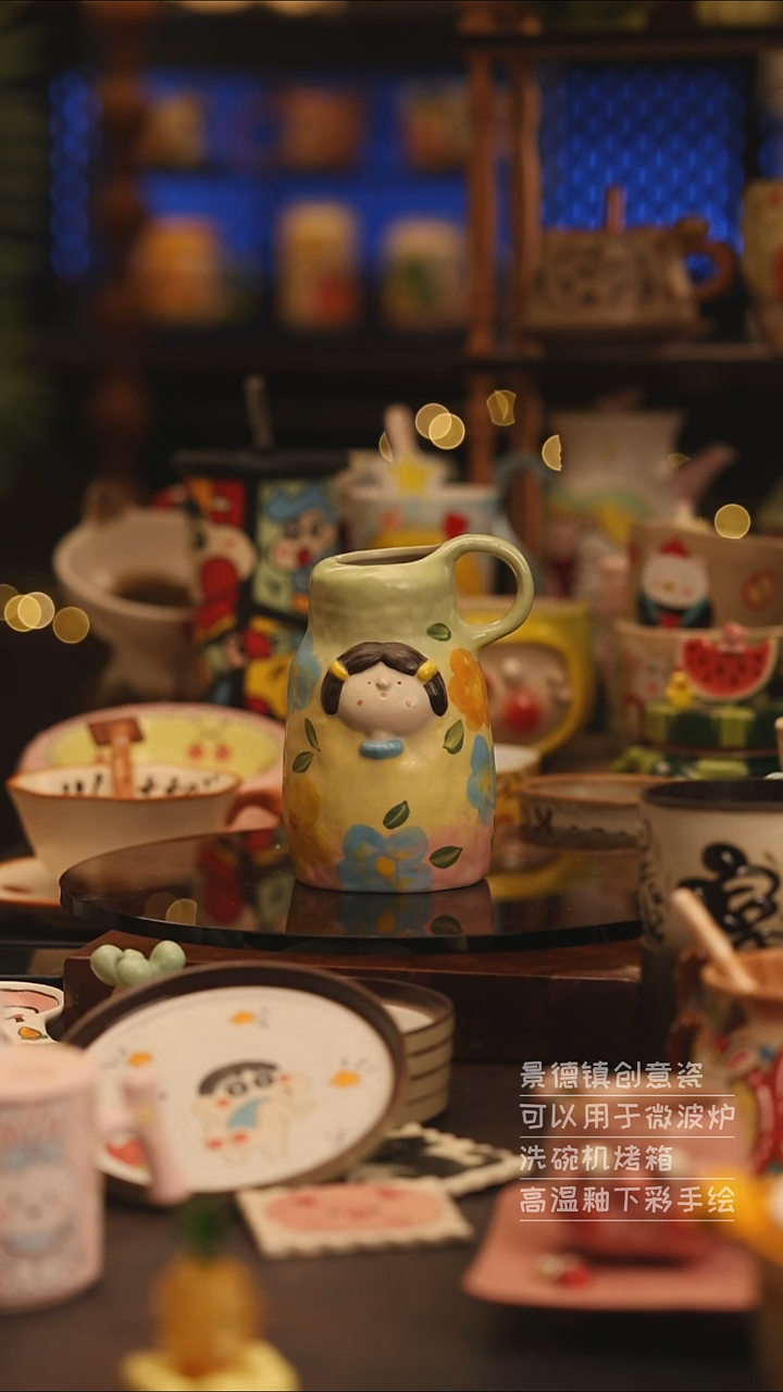 陶瓷景德镇可爱陶瓷釉下彩绘设计师款