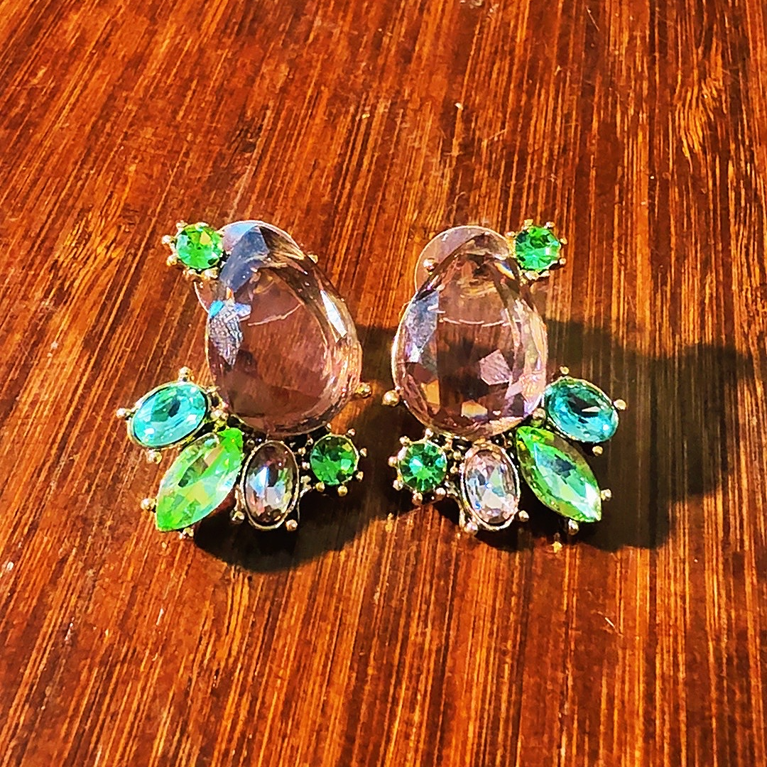 合金琉璃耳饰 轻奢气质【莉莉娅小姐】法式复古耳钉小众