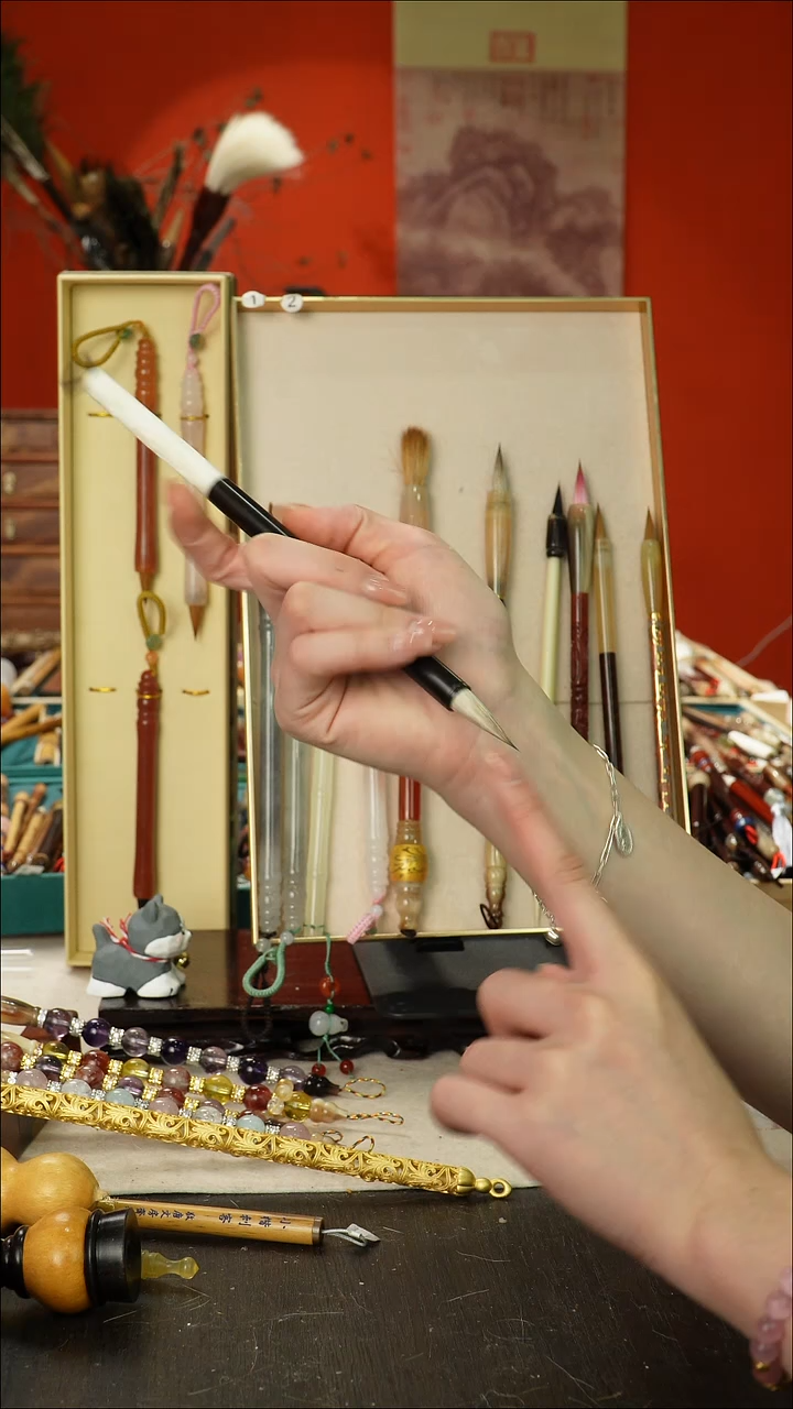 闪2孤品高货毛笔链接 清水试笔 蘸墨不退