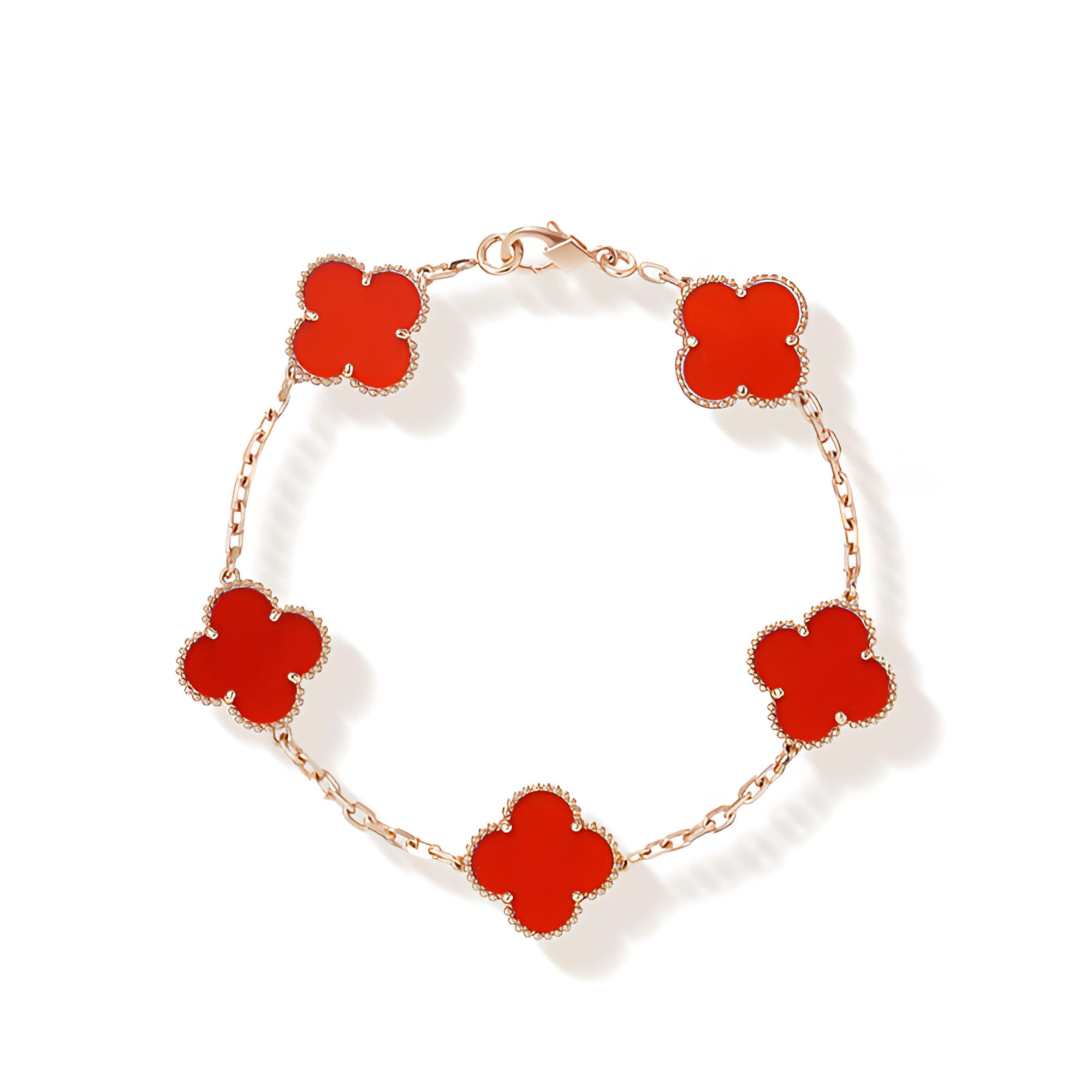 倒模版）双旦活动18K金镶嵌红玛瑙五花手链