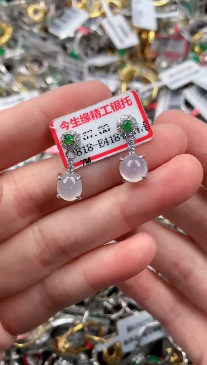 银S925镶嵌戒指翡翠222   10