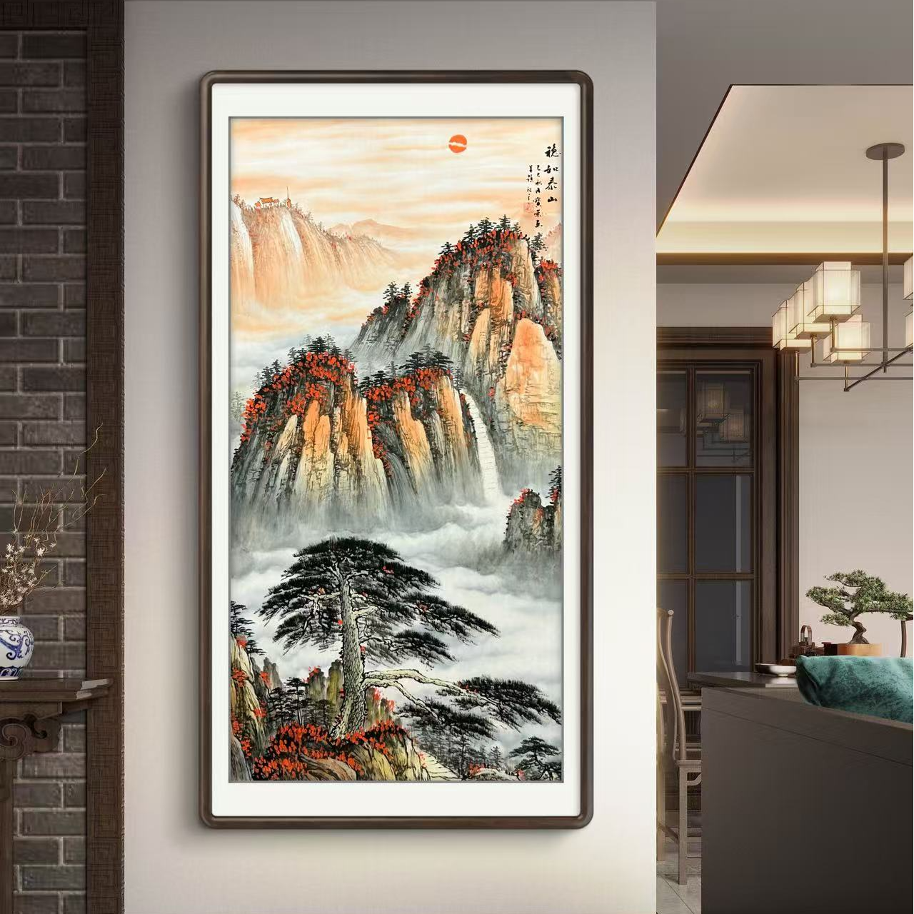 《稳如泰山》四尺泰山靠山图客厅办公室国画挂画作品手绘书画直播间