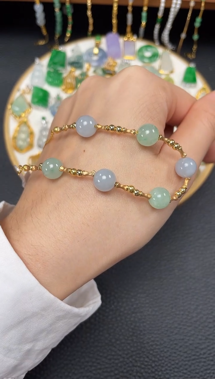 【闪购商品】翡翠套链18K金镶嵌一个   JK505