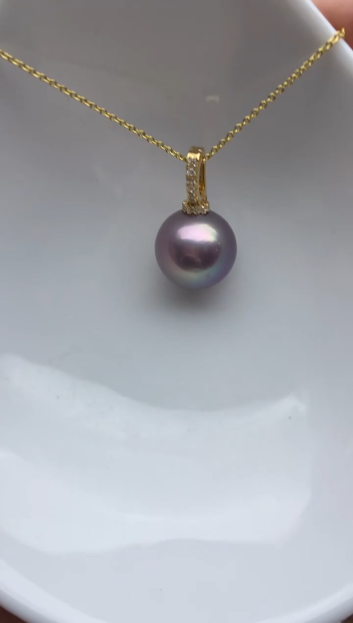 未镶嵌ff淡水珍珠紫珠吊坠（赠链）13~14mm