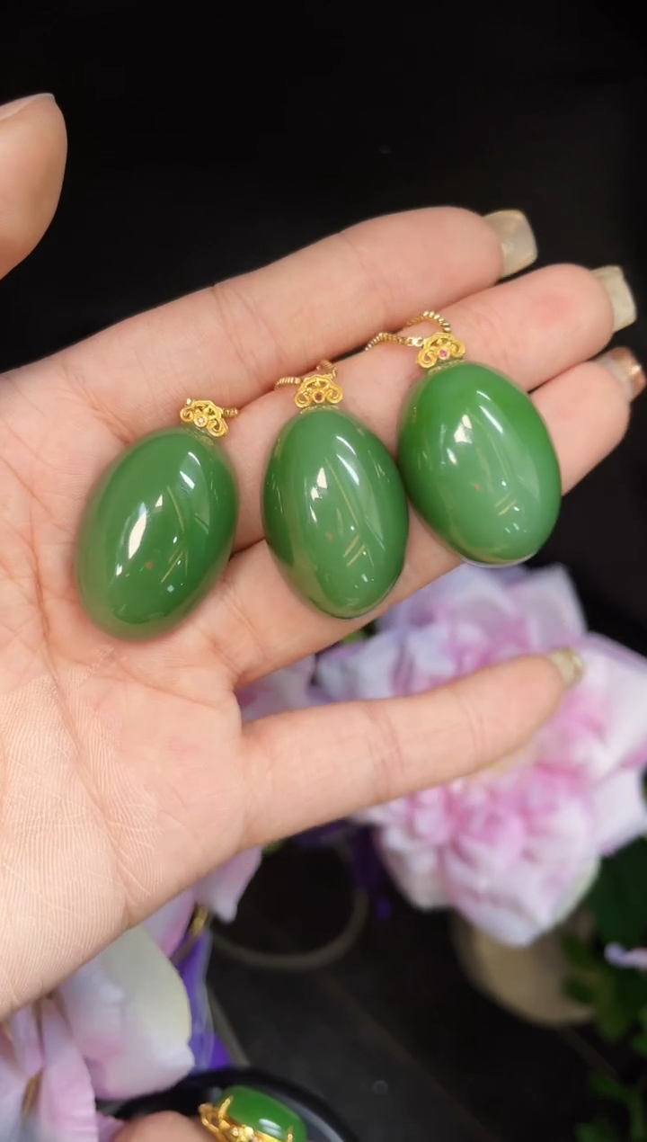 【闪购商品】和田玉吊坠18K金镶嵌30MM 多样性发一Z