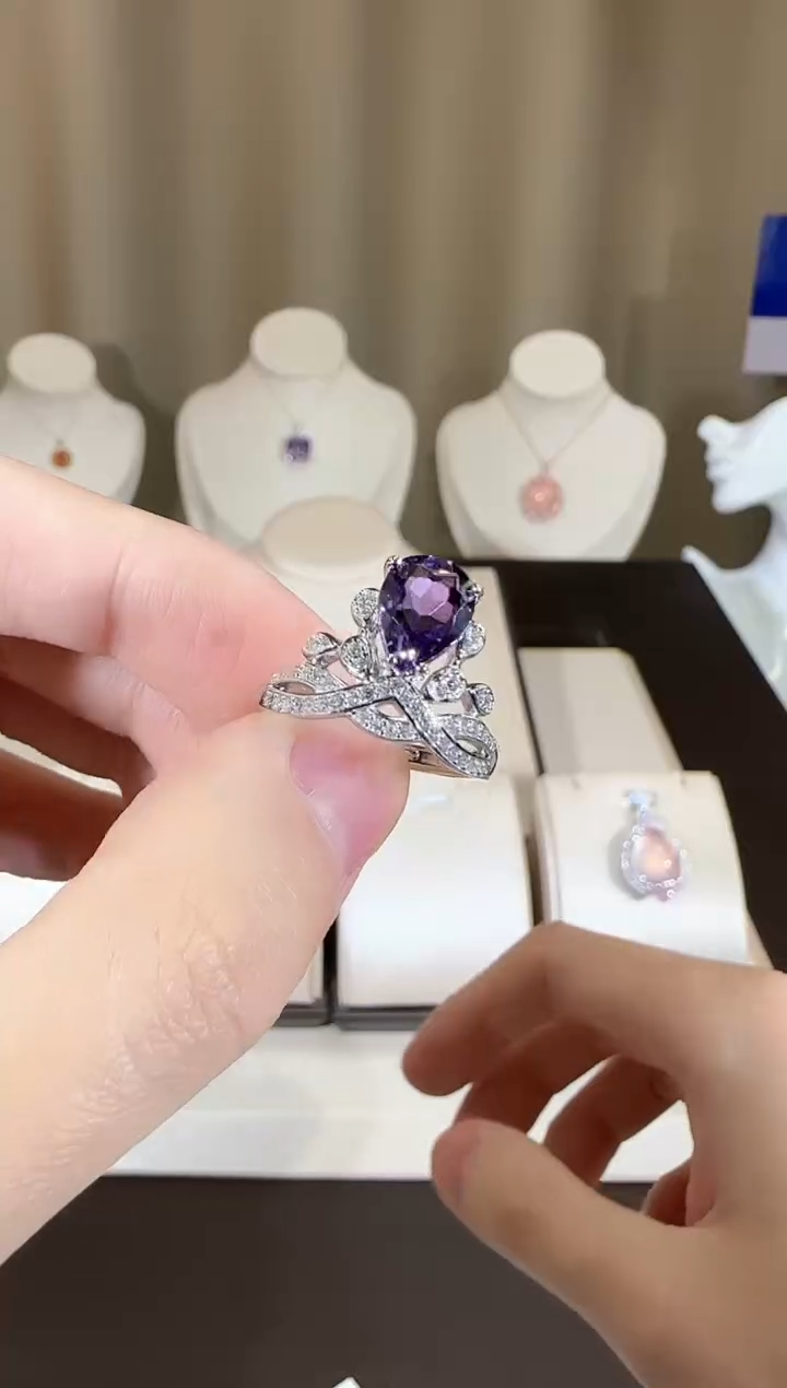 【闪购商品】紫晶戒指银S925镶嵌10*8mm