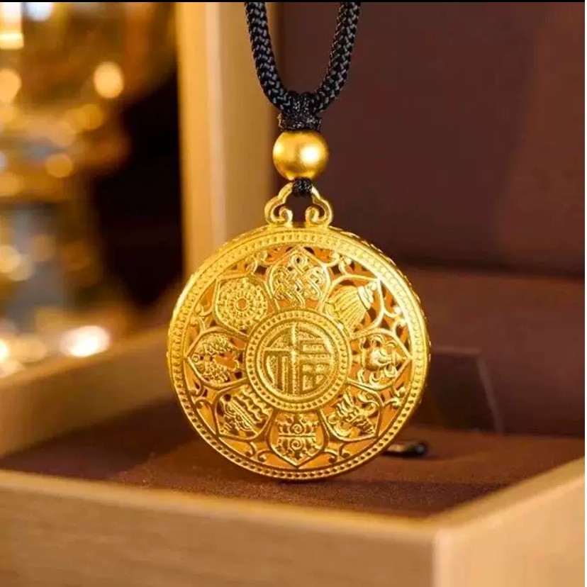 【手工工艺】金色双面八宝罗盘（25603）