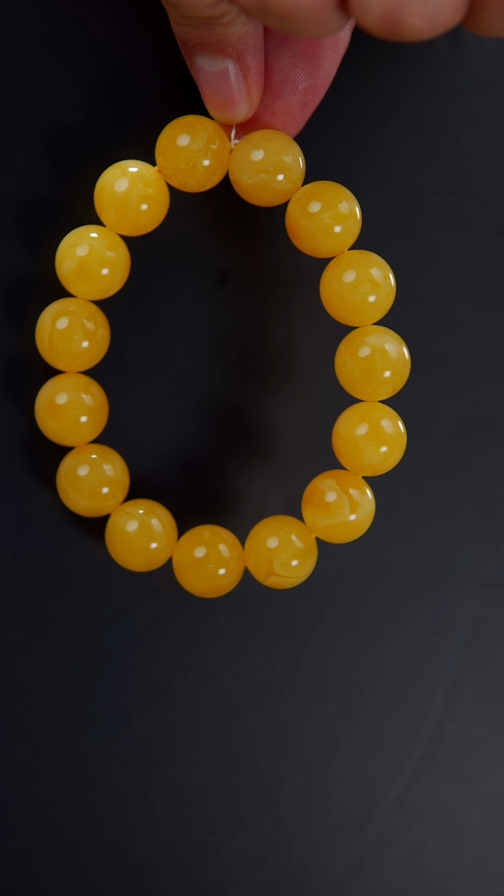 【闪购商品】蜜蜡手链未镶嵌焦皮料圆珠手串29.35