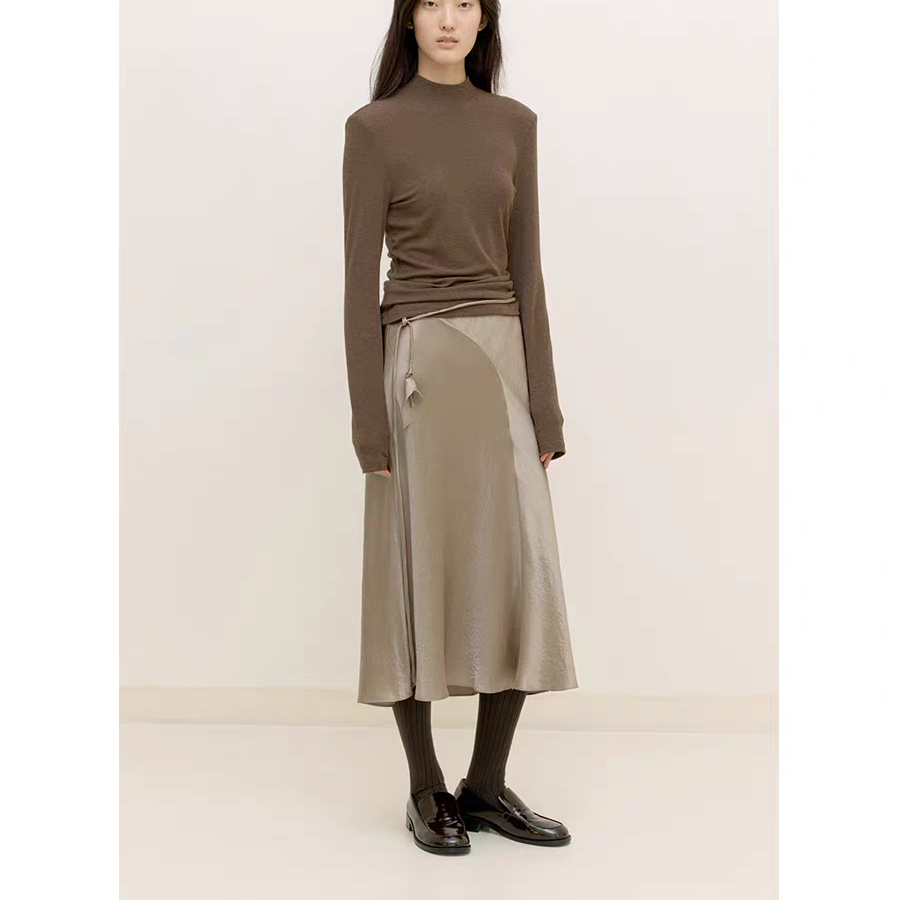 YOEYYOU直身居家长裙女春夏款设计师款肌理感简约A字显瘦半身裙