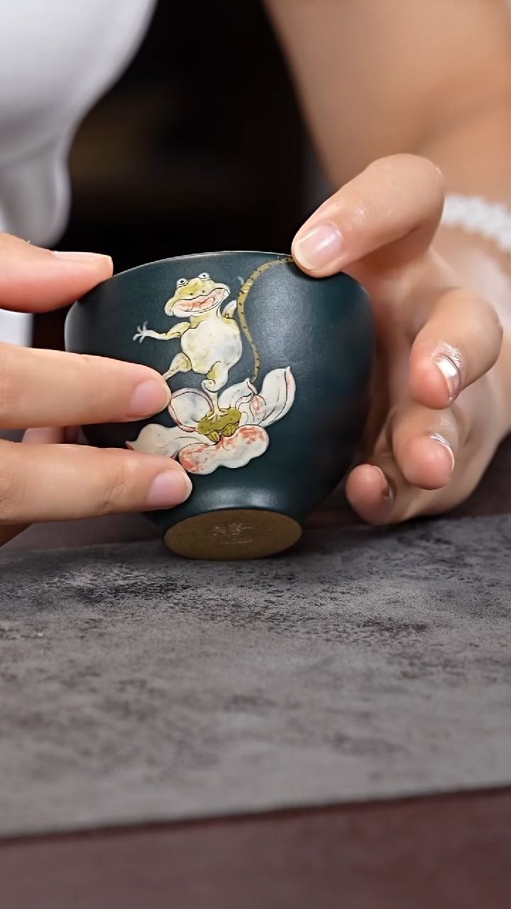茶杯紫砂紫砂泥绘主人杯