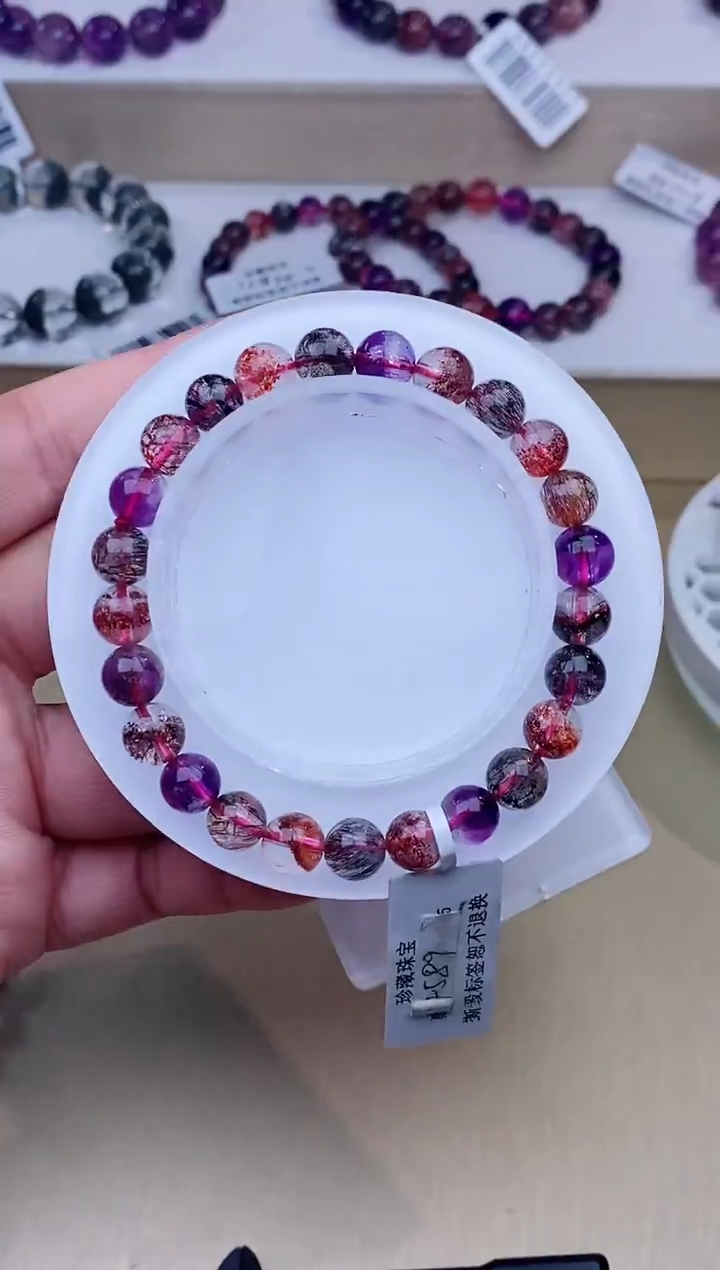 未镶嵌手链水晶黑加仑超七7m+