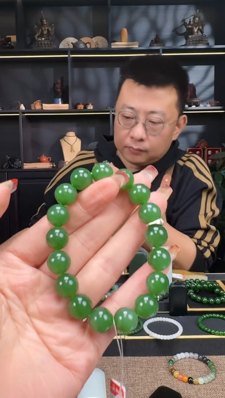 【闪购商品】和田玉1未镶嵌12mm碧玉手串