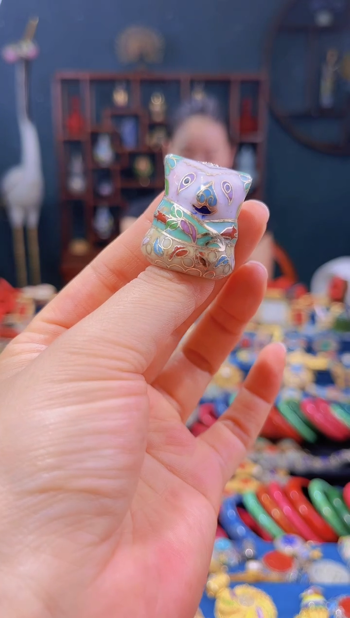 非遗技艺 景泰蓝顶针 米色