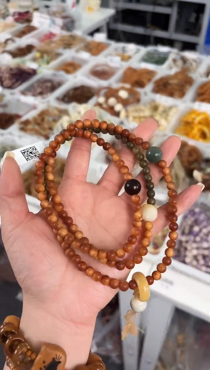 柏木（崖柏）无事牌【木色清欢6mm】崖柏绿檀圆珠长条@@CP096-2386