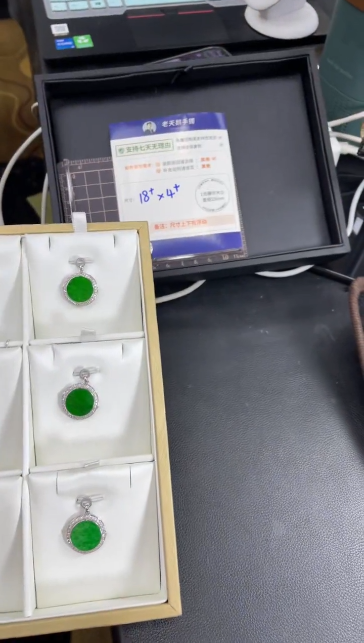 【闪购商品】翡翠挂件银S925镶嵌圆牌FL14配绳/多样性发其一CP