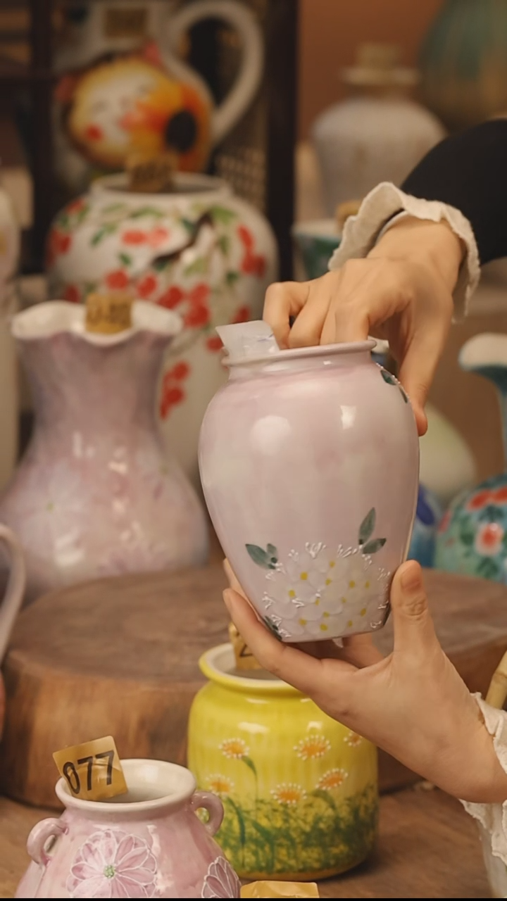 陶瓷景德镇设计师手作花器摆件侘寂风@M172@