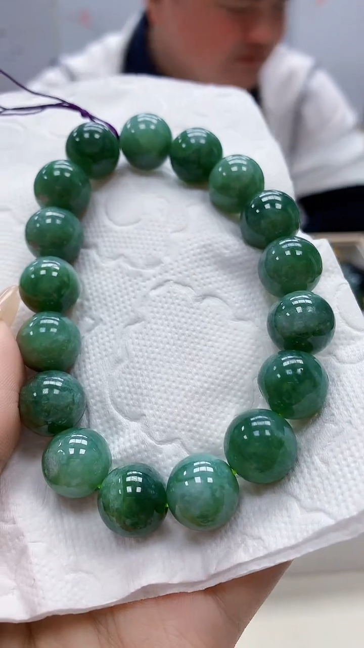 定制翡翠未镶嵌5060xx-毛货手串107