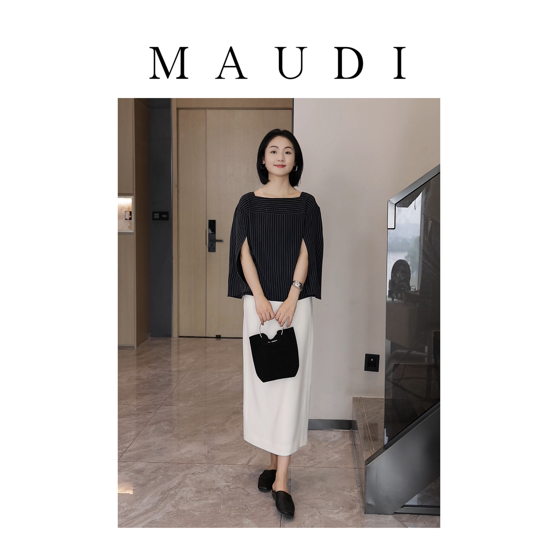 MAUDI【毕加索线条 条纹衬衫】高级感显瘦通勤风条纹衬衫8109