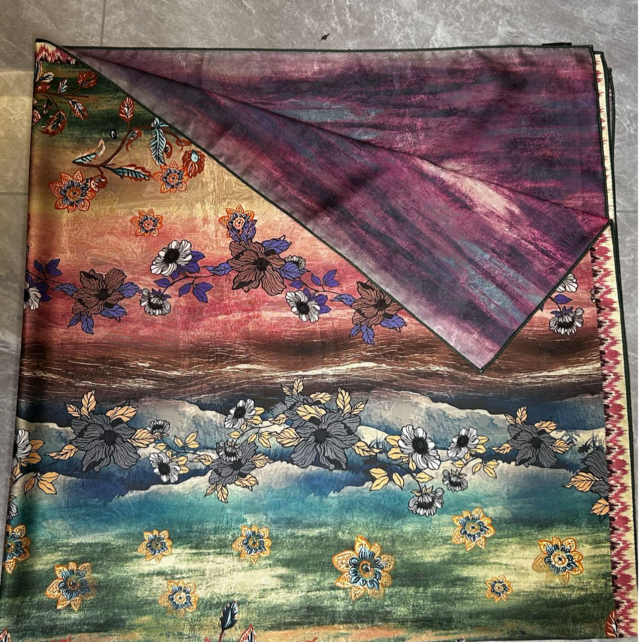 （空谷幽兰）国风双面135*135左右方巾