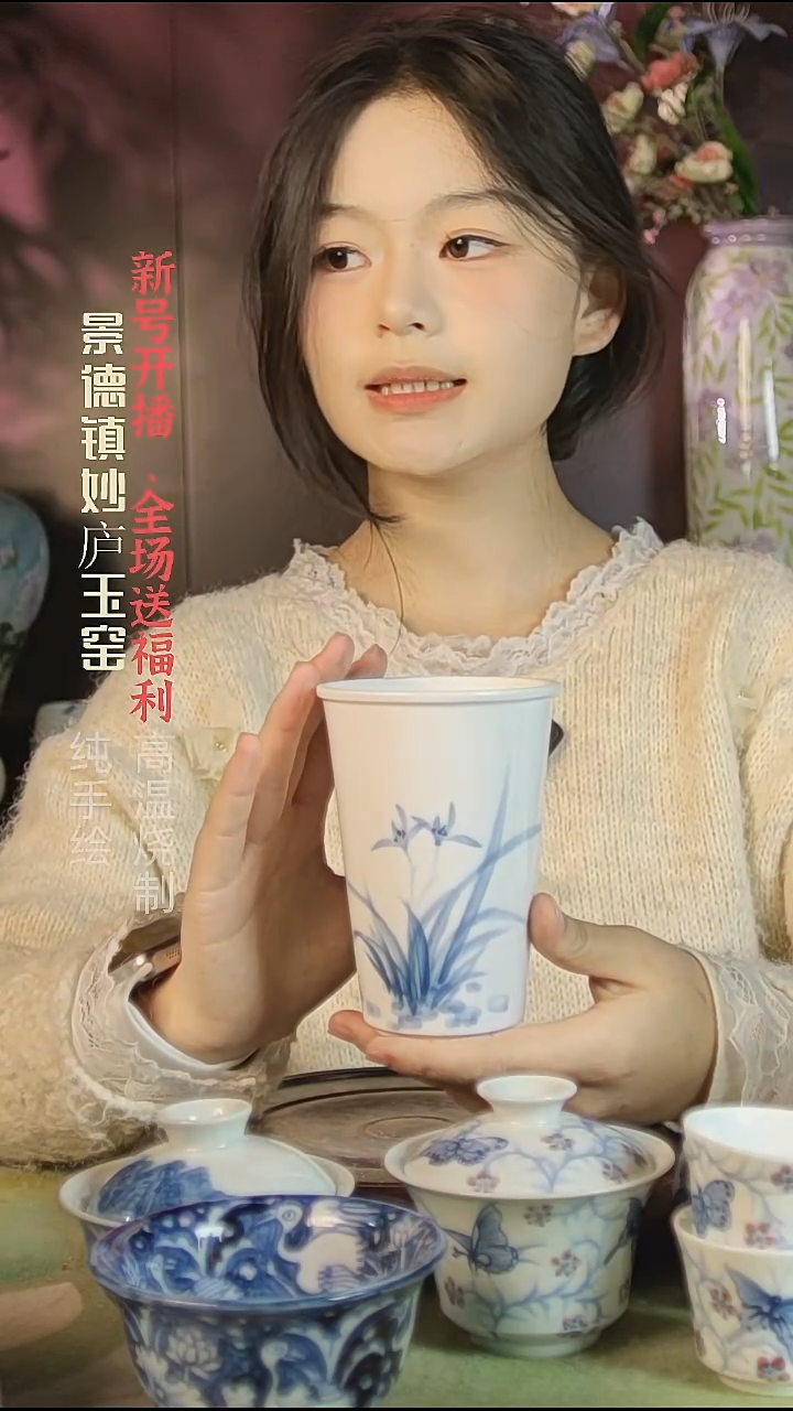 盘陶妙庐玉窑大缸杯微瑕