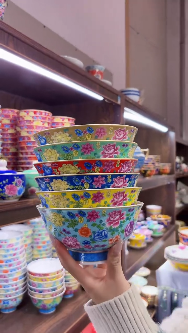 珐琅 6英寸面碗6个景德镇陶瓷