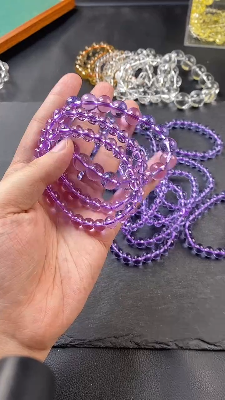 水晶手串未镶嵌玻利维亚紫8mm