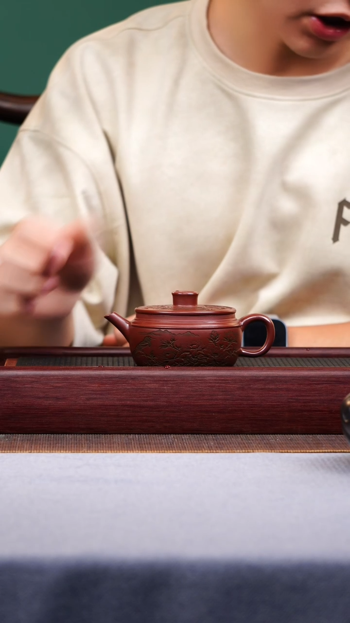 茶壶紫砂宜兴原矿紫砂作品 扁韵