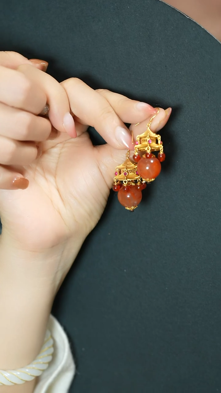 【闪购商品】南红玛瑙耳饰银S925镶嵌支持48小时鉴赏