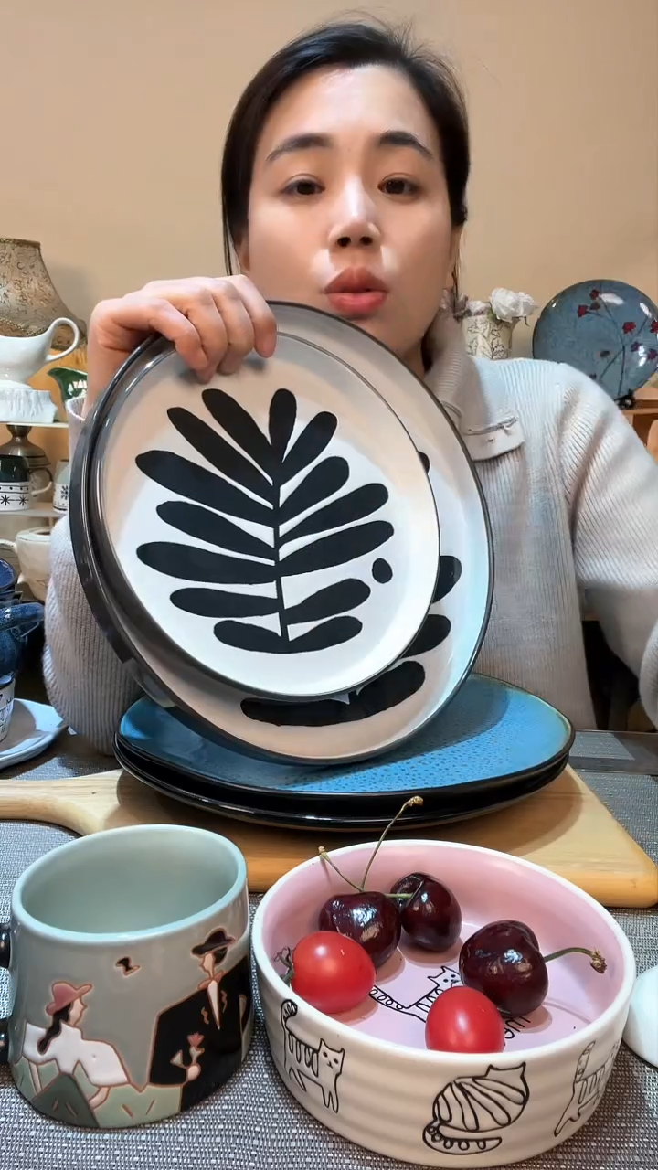 【闪购商品】瓷片树叶大小盘2件  微瑕介意勿拍