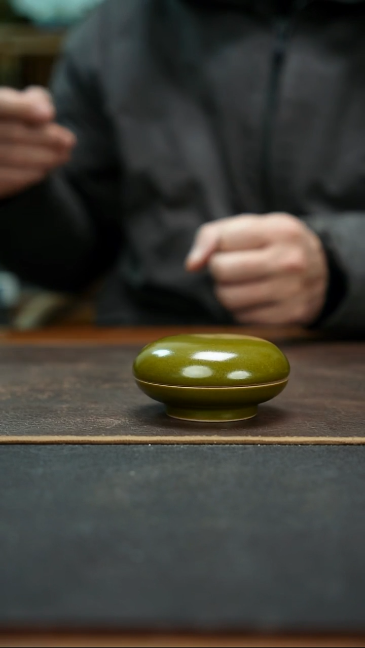 杯茶叶末手工印泥盒