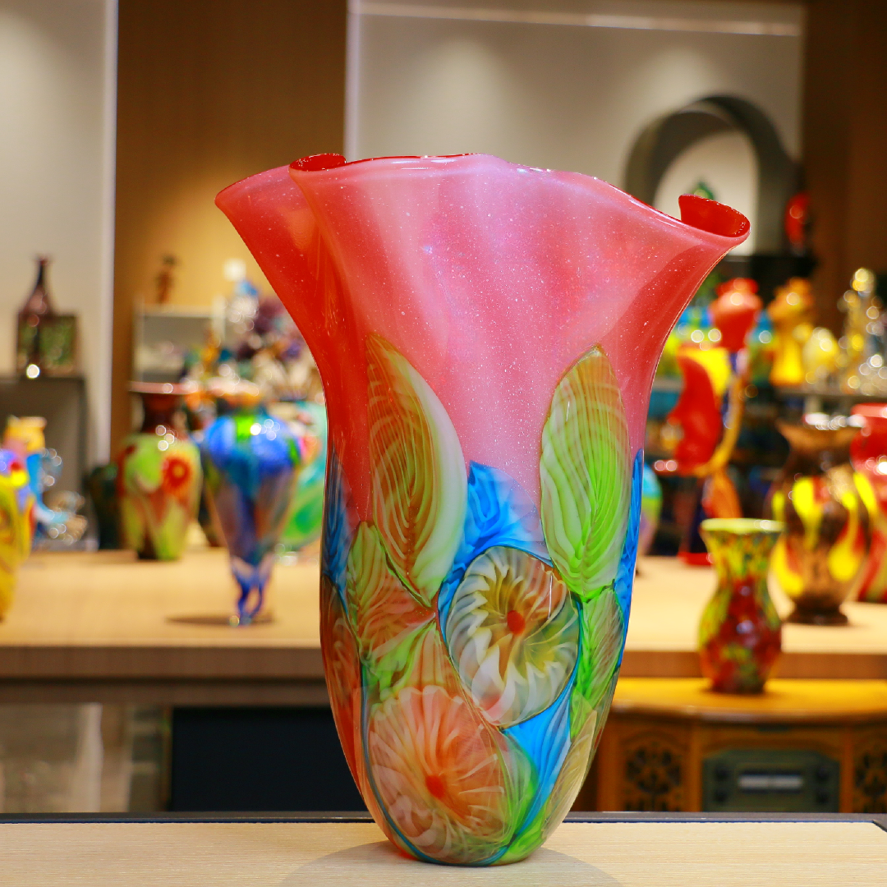 斯器【粉黛】原创纯手工水晶琉璃鲜花专用花瓶家居收藏艺术摆件