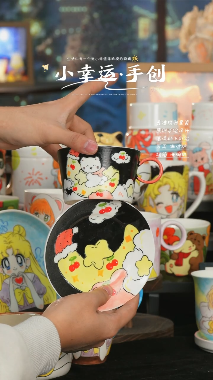 【闪购商品】小幸运纯手工手绘陶瓷