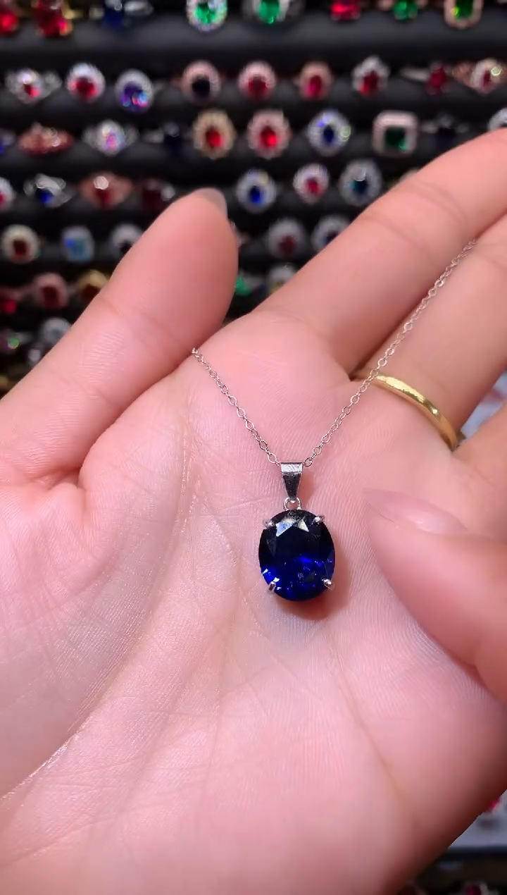 【闪购商品】蓝宝石颈饰银S925镶嵌1012