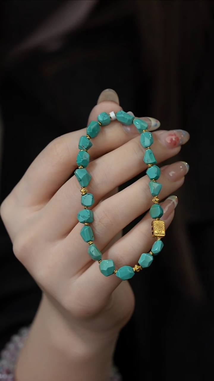 【闪购商品】绿松石18K金镶嵌单圈T47（多样性发一件）