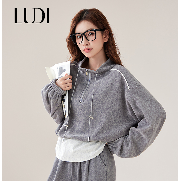 露迪尚品LDW257151卫衣简约休闲时尚秋冬套头女装帽衫连帽韩版