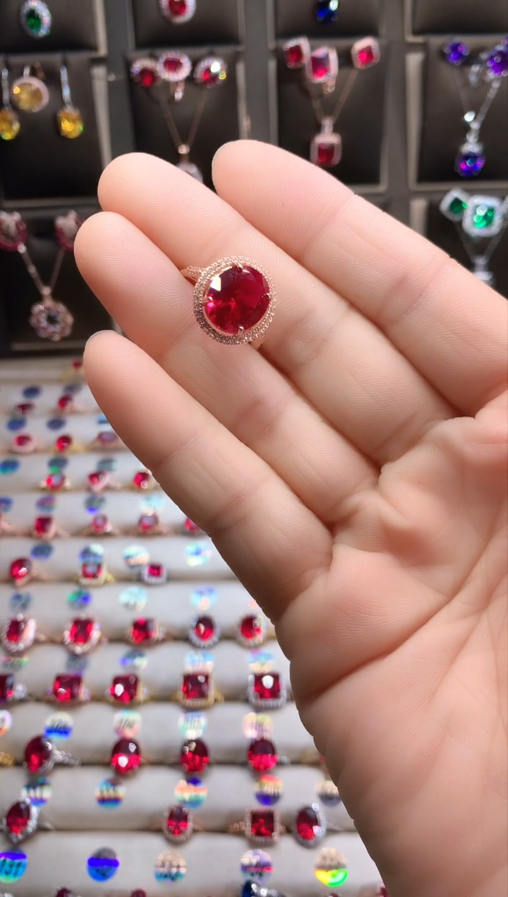 【闪购商品】红宝石戒指银S925镶嵌玫瑰金10.12