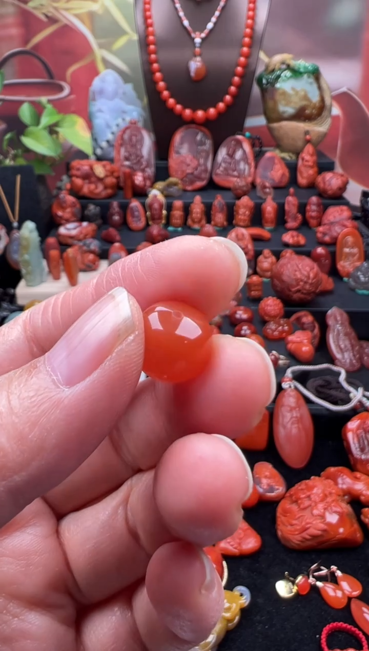 未镶嵌单珠南红玛瑙与**争单珠