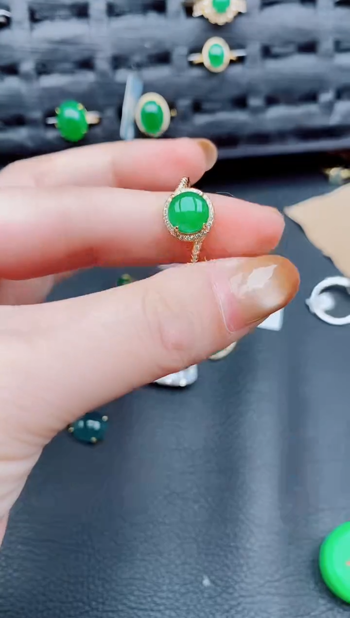 【闪购商品】翡翠戒指银S925镶嵌天然a货翡翠483