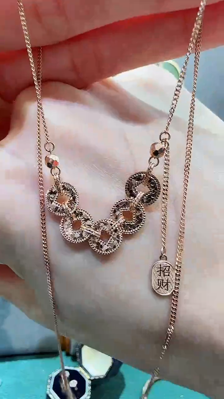 【闪购商品】18K金套链18K金爆闪铜钱套链