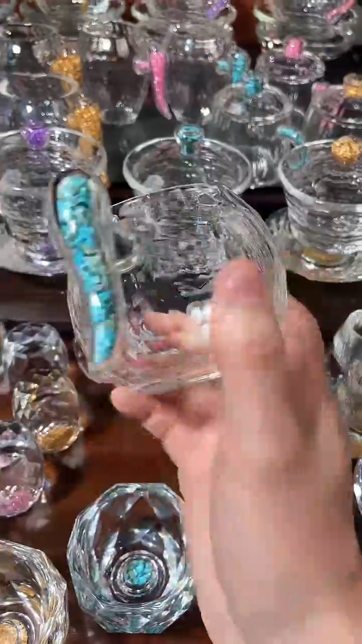 【闪购商品】玺宴新款水晶胖公道杯绿松石