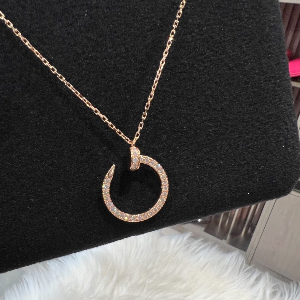 99新 Cartier/卡地亚 【念念】钉子满钻 玫瑰金 项链 