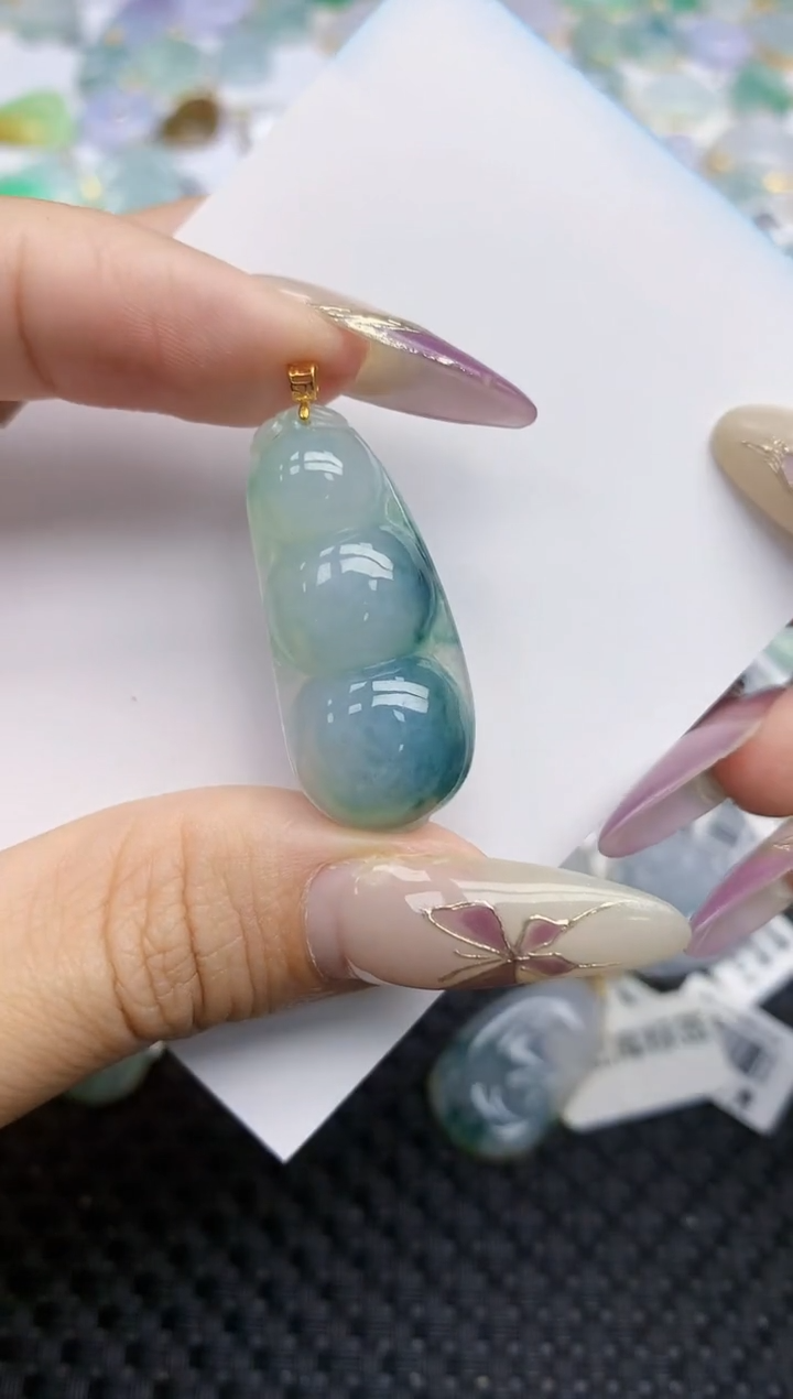 翡翠挂件18K金镶嵌163   天然翡翠A货