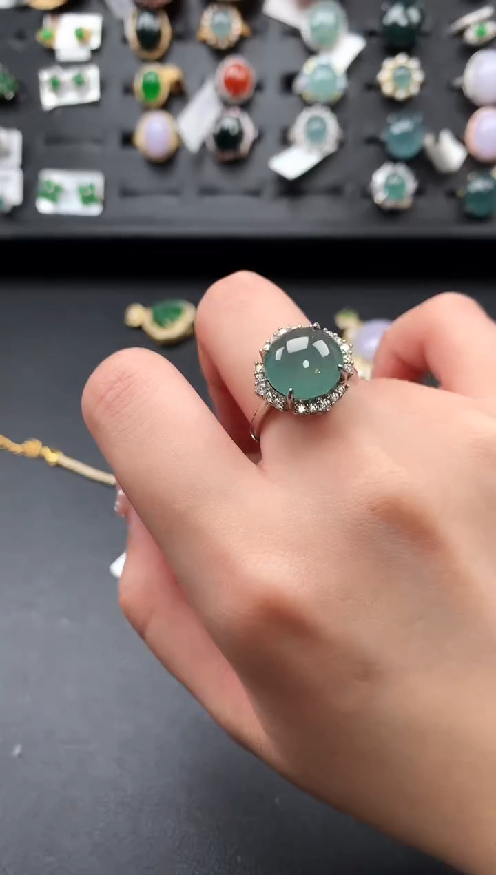 【闪购商品】翡翠戒指银S925镶嵌52141