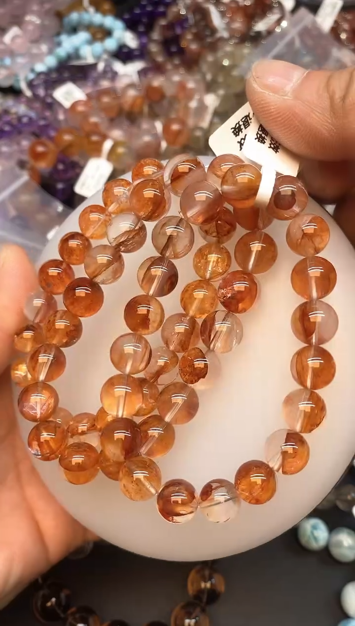 【闪购商品】水晶手链未镶嵌86 红胶花10mm 多样性发其一