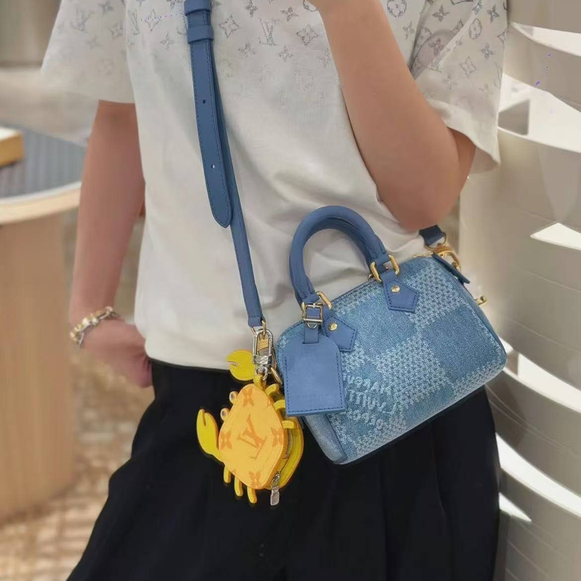 未使用 LouisVuitton/路易威登 蔚蓝/牛仔丹宁 speedy nano  闲置