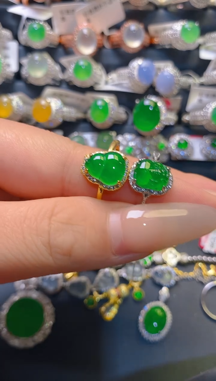 翡翠银S925镶嵌耳饰天然1