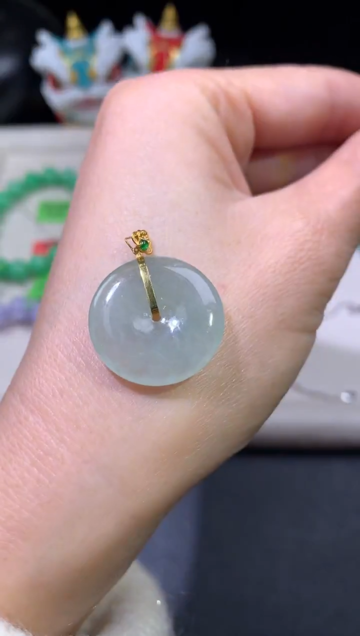 吊坠(不含链)18K金镶嵌翡翠翡翠