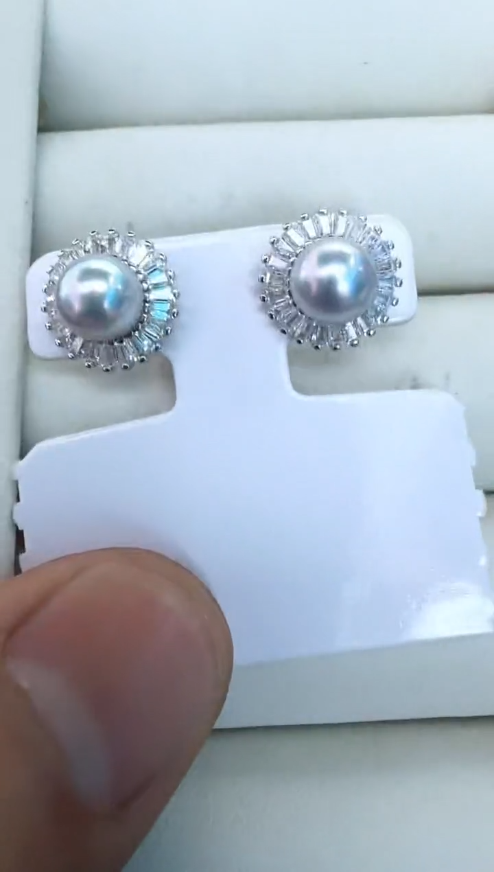 【闪购商品】海水珍珠耳饰银S925镶嵌耳钉