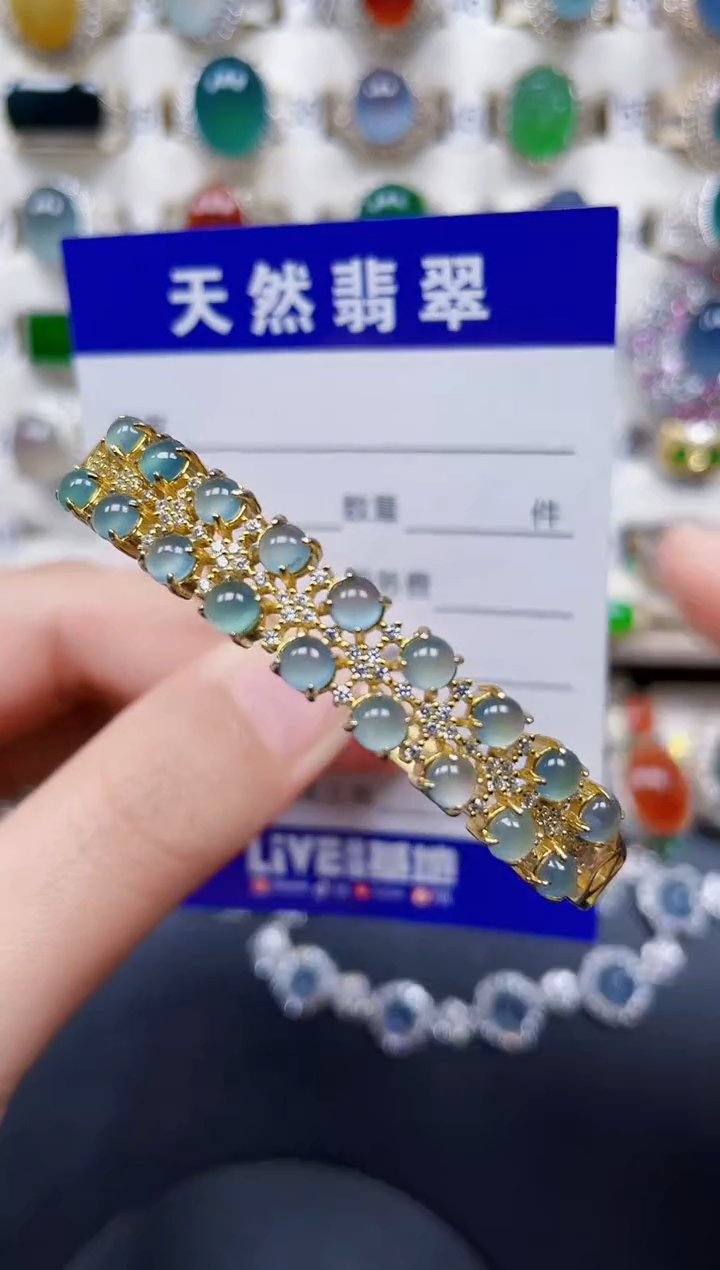 银S925镶嵌手镯翡翠152